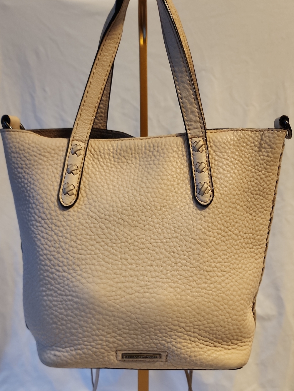 Rebecca‎ Minkoff Cream Pebbled Leather Tote